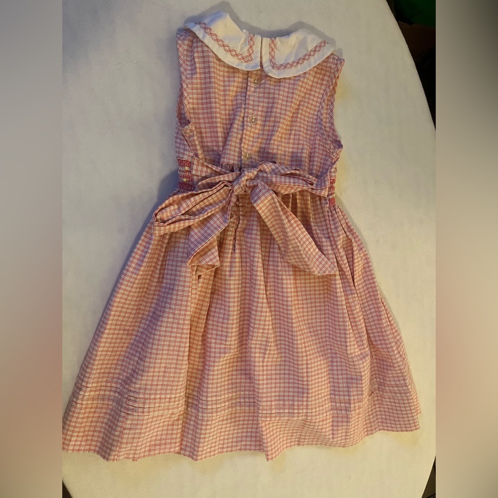 Adorable Pink Gingham Kids Dress with White Collar - Picture 2 of 4